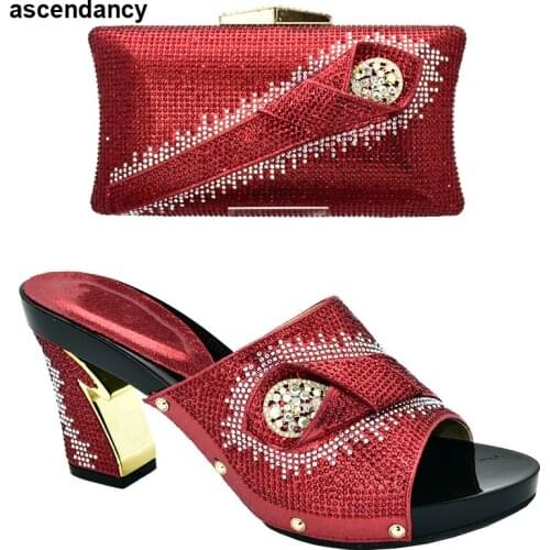 Italian Shoe and Bag Set for Party In Women Italian Shoes with Matching Bags 2019 Nigerian Women Party Pumps Sexy Heels Slip On