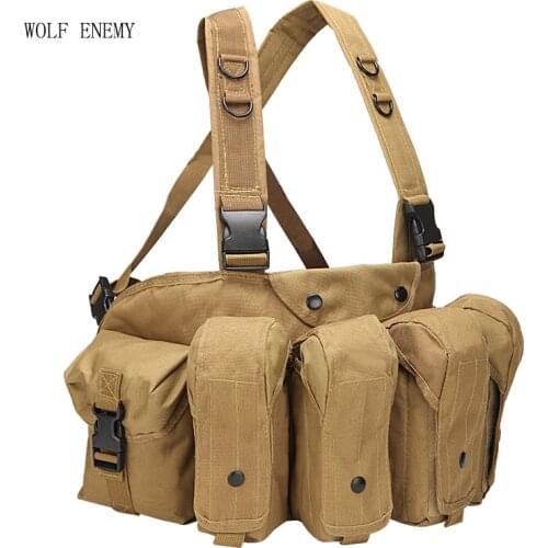 Military Camouflage Tactical Vest Airsoft Ammo Chest Rig AK 47 Magazine Carrier Combat