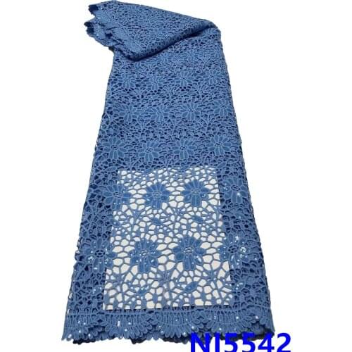 Latest Yellow Good Quality African Cord Milk Silk Lace African Fabric 5Yard Embroidery Sequins Lace Fabric For Woman NI5542-1