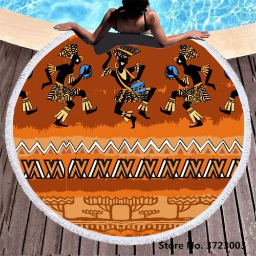 New 3D Egyptian Figure Digital Printed Round Beach Towel Microfiber Beach Towels Roundie For Adults Serviette De Plage 150cm
