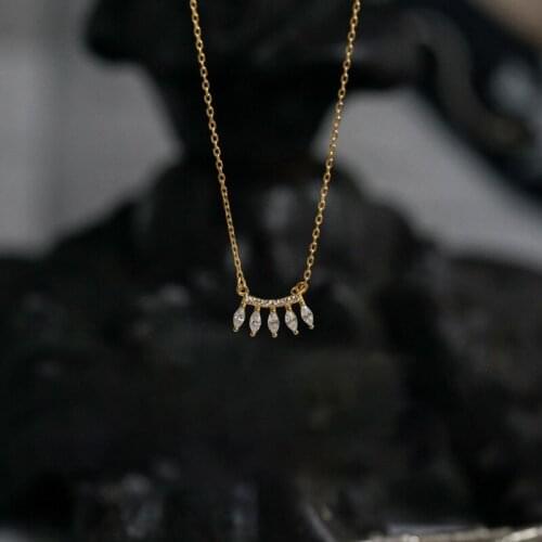 925 Sterling Silver Plated 14K Gold Fashion Elegant Zircon Wedding Shiny Luxury Necklace Necklace Chain Jewelry for Women Gift