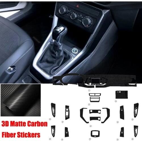 Full Set Interior Carbon Fiber Center Console Durable Wrap Protector Vinyl Decoration Sticker For VolksWagen VW T-Cross