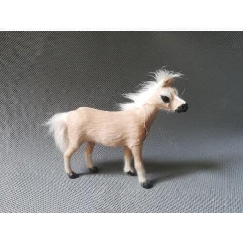 Real life toy light yellow horse 11x10cm model polyethylene&furs horse model home decoration props ,model gift d0112
