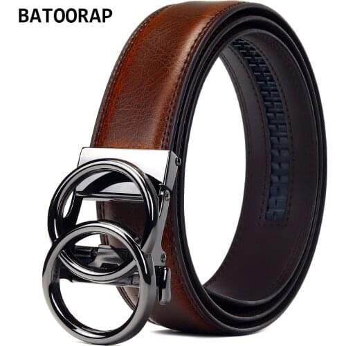 BATOORAP Luxury Designer Belt Genuine Leather Alloy Ratchet Buckle Male Casual Trouser Belt Strap Z77P01