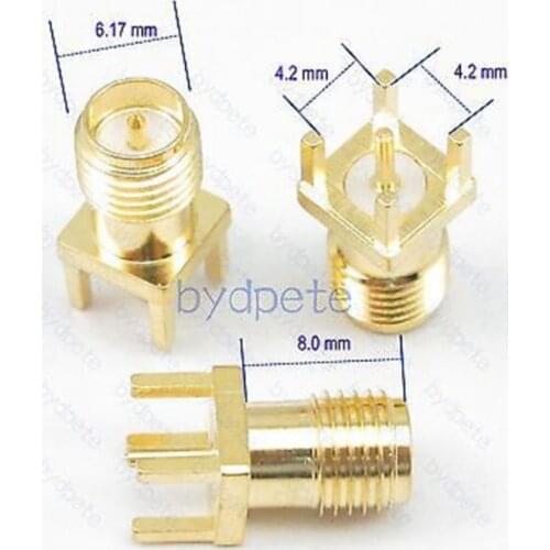 RP-SMA female Connector male pin 4.2mm Socket PCB Edge Mount square panel Solder