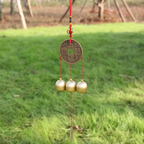 Creative Wall Hangings Chinese Knot 3 Brass Bells Chime Antique Imitation Shop Decor Gifts Business Flourishes Happiness Coming