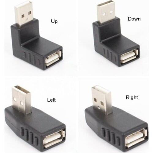 USB Adapter Type B Male to Female 90 Degree Angle Up/Down/Left/Right Bending Adaptor USB 2.0 Port Extension Connector
