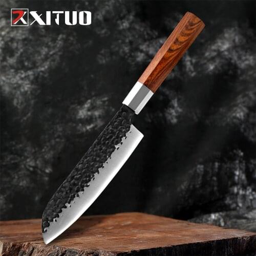 XITUO Kitchen Santoku Knives 7 inch Japanese Professional Chef Knife Octagonal Handle Sushi Knife Nakiri Knife Kitchen Knife