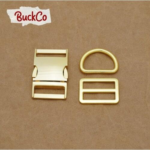30mm Yellow Gold(metal buckle+Tri-Glid+D ring/set)for DIY student bags handmade dog collar webbing sewing premium accessory