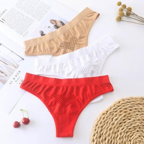 Women Panties White Black Blue Sexy Underwear Mid Rise Panty Hollow Out Briefs Heart Shape 1/2/3 Pcs