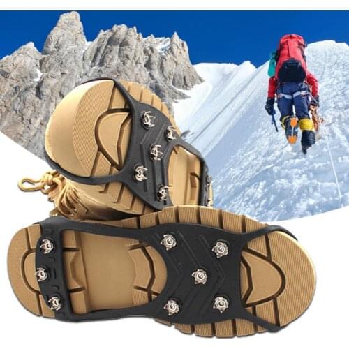 1 Pair 35-39 40-45 Crampons 8 Studs Anti-Skid Snow Ice Climbing Shoe Spikes Grips- Crampons Cleats Overshoes