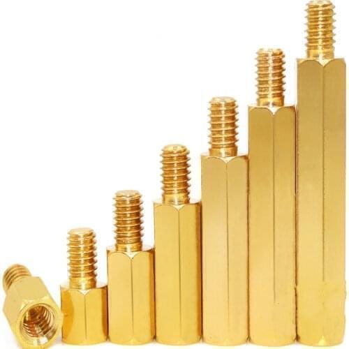100Pcs M5*30+7mm Hex Nut Spacing Screw male to female Brass Threaded Pillar PCB Standoff Spacer L=30MM