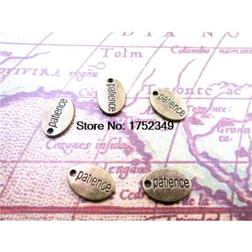 15pcs--Antique Bronze Lovely Doublesize Thick Heavy Letter "Patience" Charms Pendant 10x14mm
