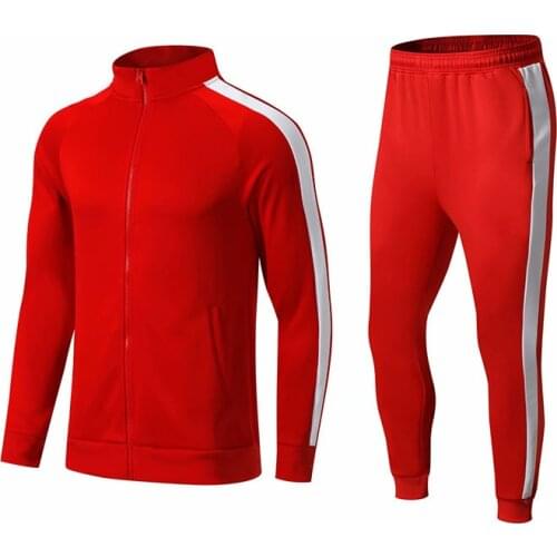2019 Red color uniforms new arrived men sport tracksuits soccer football running winter clothes training suits kids uniforms