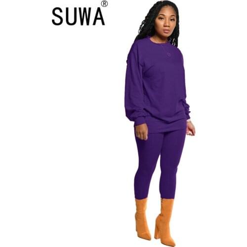 2020 Autumn High Quality Daily Casual Young Energy Style Solid Full Sleeve Group Long Pants Tracksuits Women 2 Piece Set