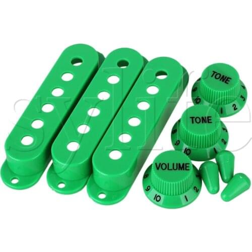 3pcs Mint Green Bell Hat 1 Volume & 2 Tone Plastic Guitar Knobs 5.5mm Dia Hole