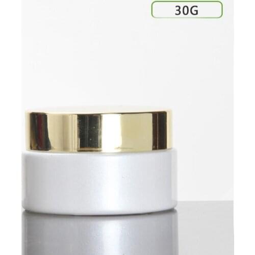 30G blue/white/frosted /green glass jar/bottle shiny gold lid for essence/eye cream/day cream/moisturizer/gel cosmetic packing