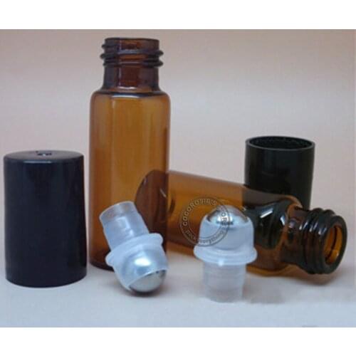 30pieces/lot)5ML Glass Roll on Bottle Essential Oil Roller-on bottle for Essential Oil Amber Perfume bottle