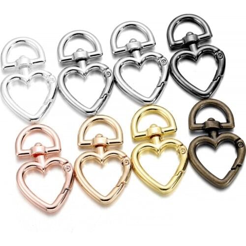 5Pcs/Lot Heart Keychain Clasp Metal Lobster Clasp Key Chain Key Rings Connectors for DIY Keychain Jewelry Making Accessories