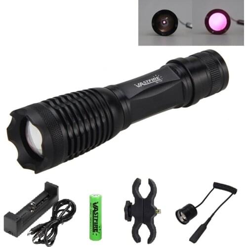 710 Zoomable Focus IR 5W 850nm Led Infrared Light Flashlight Hunting Torch Night Vision for 18650 Battery