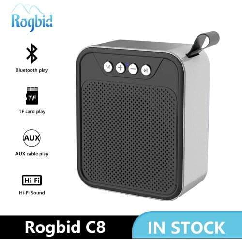 Bluetooth speaker Hi-Fi metal mini portable wireless music play loudspeaker outdoor AUX TF FM Radio computer speaker Rogbid C8