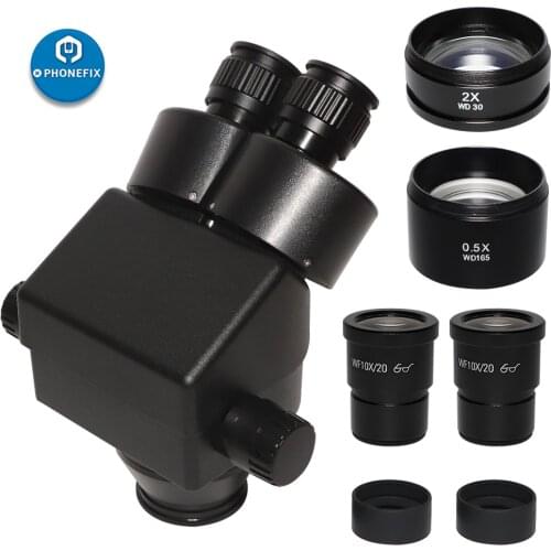 Black Digital Microscope 3.5X-90X 7X-45X Electronic Binocular stereo Microscope Head + 0.5x 2.0x Auxiliary Lens for soldering