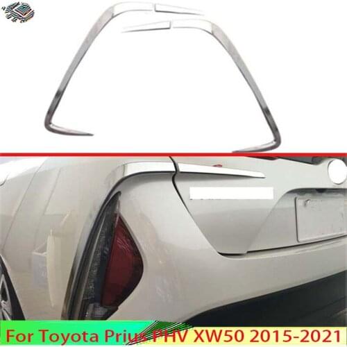 For Toyota Prius PHV XW50 2017 2018 Decorate Accessories ABS Chrome Rear Reflector Fog Light Lamp Cover Trim