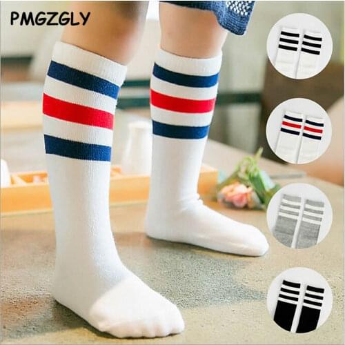 Children School Sports Style Knee Socks Kid Socks for Girls Boy Striped Black and White Baby Long School Socks Cotton 0 to 6 yrs