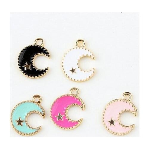 50pcs Coloful Star Moon Enamel Charms DIY Handmade Bracelet Necklace Earrings Jewelry Accessories