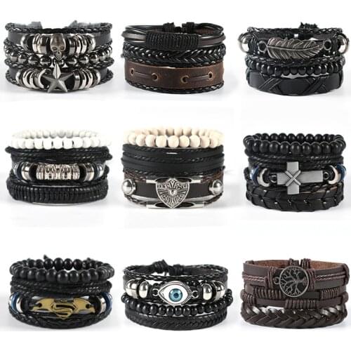 European and American hot style eye leather bracelet bead bracelet unisex fashion wristband charm bracelet jewelry