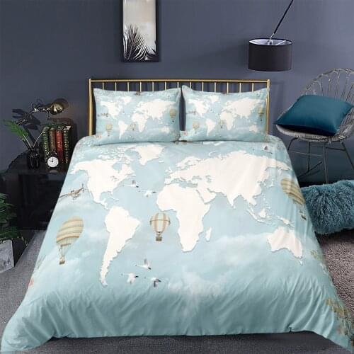 World Map Printed 3D Bedding Set Soft Quilt Cover Pillowcase Duvet Cover 200x200 Bedroom Home Textiles Single Twin Queen King