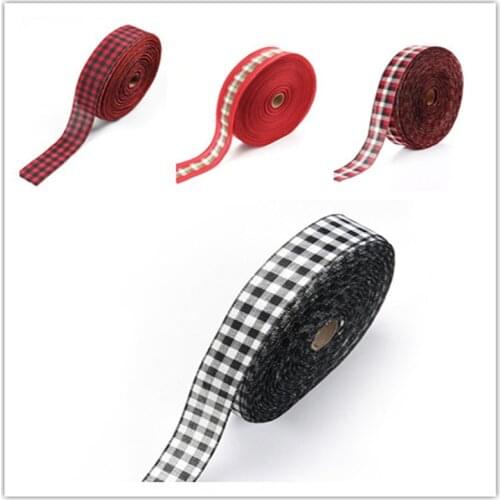 3.8/5/6.3cm Imitation Linen Lattice Christmas Decoration Ribbon DIY Christmas Bow Gift Wrapping Ribbon Xmas Christmas Ornaments