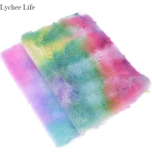 Lychee Life Rainbow PV Fur Flocking A4 Fabric For DIY Handmade Crafts Sewing Clothes Decoration Accessories For Women