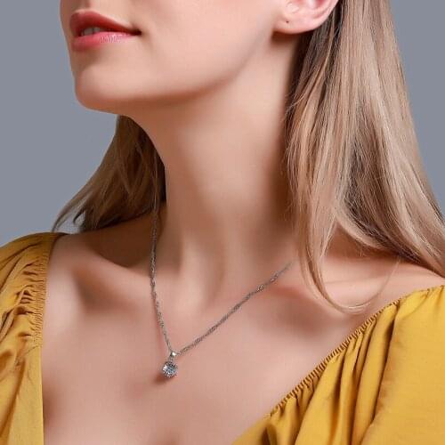 Minimalist Zircon Necklace Small Geometric Transparent Crystal Pendant Necklaces for Women Silver Color Chains Fashion Jewelry