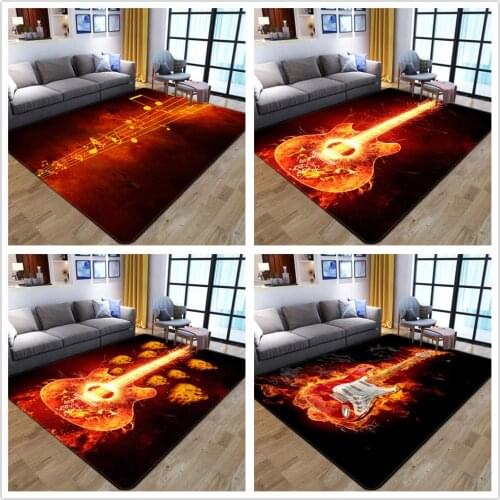 New Creative Flame Guitar Pattern Carpets For Living Room Bedroom Area Rug KidsRoom Play Custom Printed Floor Home Carpet Mat 3D