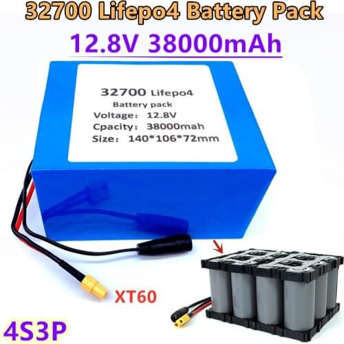 New 32700 Lifepo4 Battery Pack 4S3P 12.8V 38Ah 4S 40A 100A Balanced BMS for Electric Boat and Uninterrupted Power Supply 12V