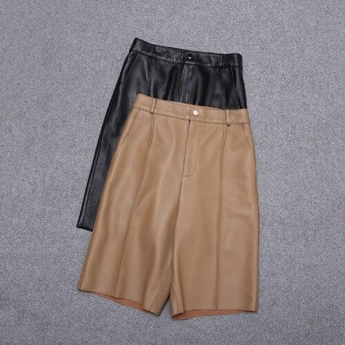 Autumn High Quality Womens Sheepskin Real Leather Pants Hot Fashion Genuine leather Fifth pants C619