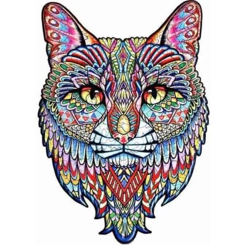 Animal Wooden Puzzles for Adults Children DIY Wooden Jigsaw Puzzles Birthday Gifts for Kids Cat Lion Dragon Educational toys