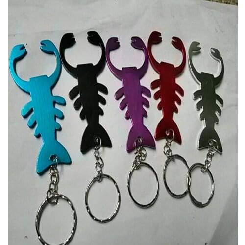 Print Personalized LOGO Lobster Aluminum Beer Bottle Opener With Fashion Keychain Key Ring Pendant Wedding Favor Gift