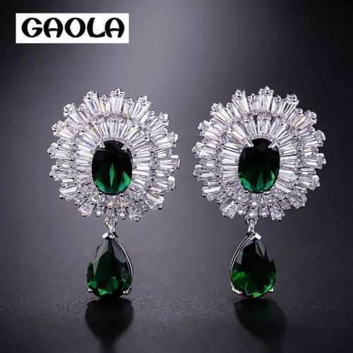 GAOLA Fashion Flowers Shape Austria Cubic Zirconia Dangle Earrings Elegant Jewelry for Woman GLE9037