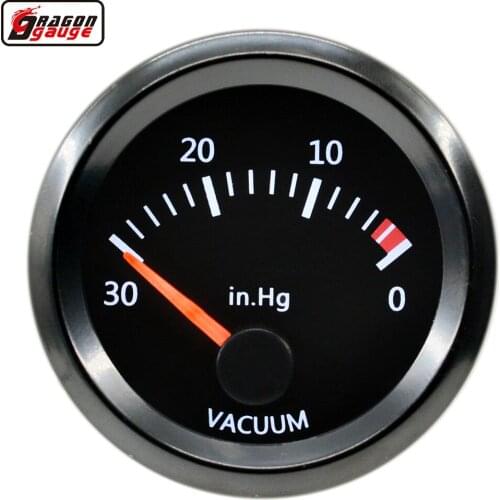Dragon 52mm Stepper Motor White LED Backlight Auto Car Boost Vacuum Gauge -30-0 In.Hg Turbo Meter Instrument Free Shi