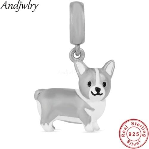 925 Sterling Silver Corgi The Dog Dangle Charm Fit Pandora Charms Original Bracelet 925 Siver Bangle DIY Jewelry Berloque