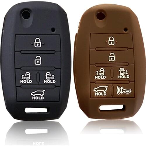 Silicone Car Key Cover Case For KIA Grand Carnival Sorento Sedona MPV Flip Folding Remote Key Fob Holder Keyring