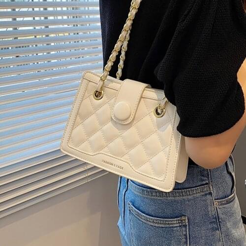Quilted Chain Mini Shoulder Bags for Women Rhombus Lattice Shoulder Bag Brand Solid Color Chain Messenger Bag
