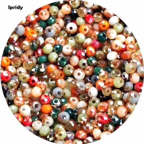 50pcs/lot 2mm 48 Cutting Tyre Glass beads by Plating Half Rainbow color, Loose Spacer Crystal Bead for DIY Jewelry Making