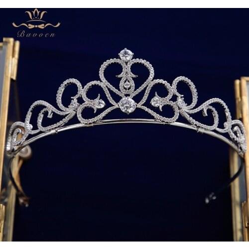 Heart Shape Crystal Zircon Wedding Crown Headpieces Bridal Tiara Headbands Hair Accessories Brides Evening Hair Jewelry