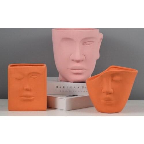 Home Decoration Nordic Ins Color Abstract Portrait Art Ceramic Flower Pot Potted Plant Balcony Desktop Minimalist Ornaments