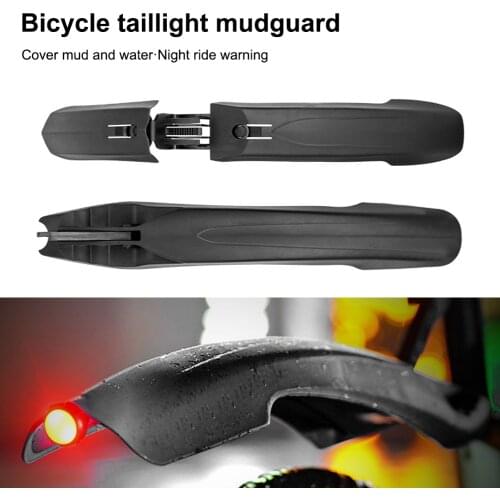 Universal Bike Mudguard Full Cover Front and Rear with Taillight Adjustable Bicycle Fender Mountain Bike Mud Guard Protector