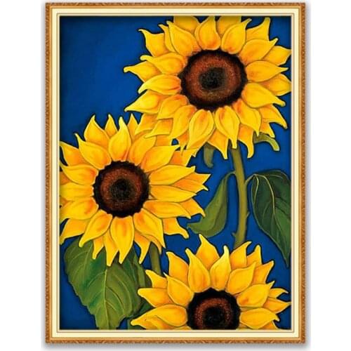 Flower Sunflower DIY Cross Stitch 11CT Embroidery Kits Needlework Craft Set Printed Canvas Cotton Thread Home Decoration Sell