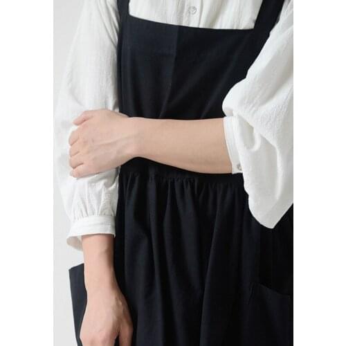 Waterproof Cotton and Linen Aprons Adjustable Pinafore with Two Pockets Kitchen Baking Cooking BBQ for Chef Barber Florist